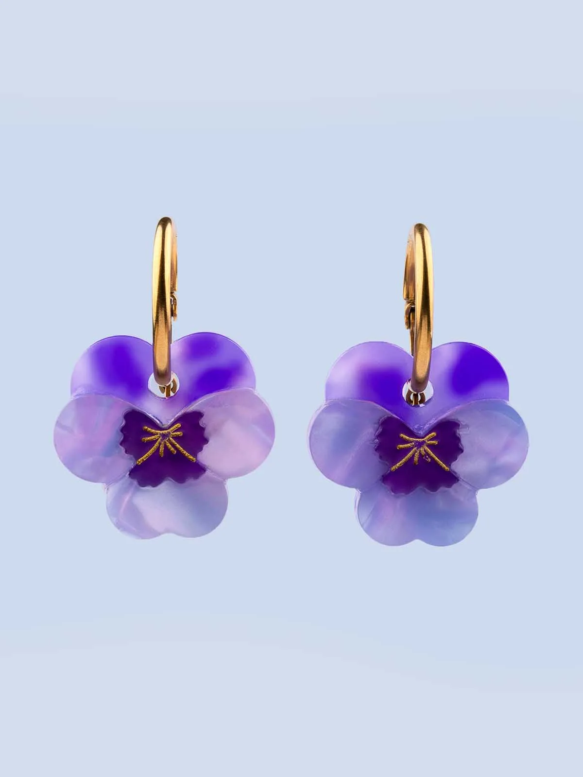Øreringe - Pansies (Stedmoderblomst)
