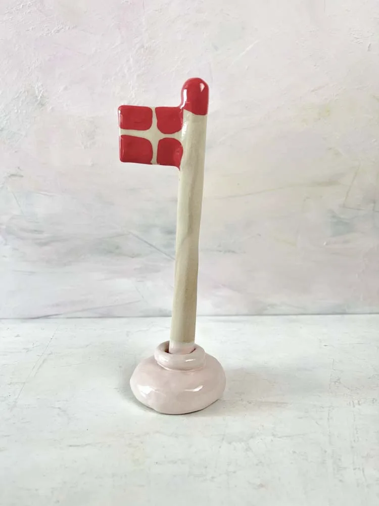 Keramik flag mellem - lyserød
