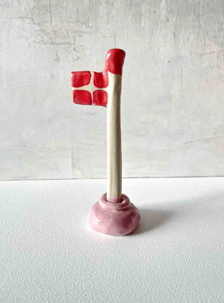 Keramik flag mellem - Lyserød