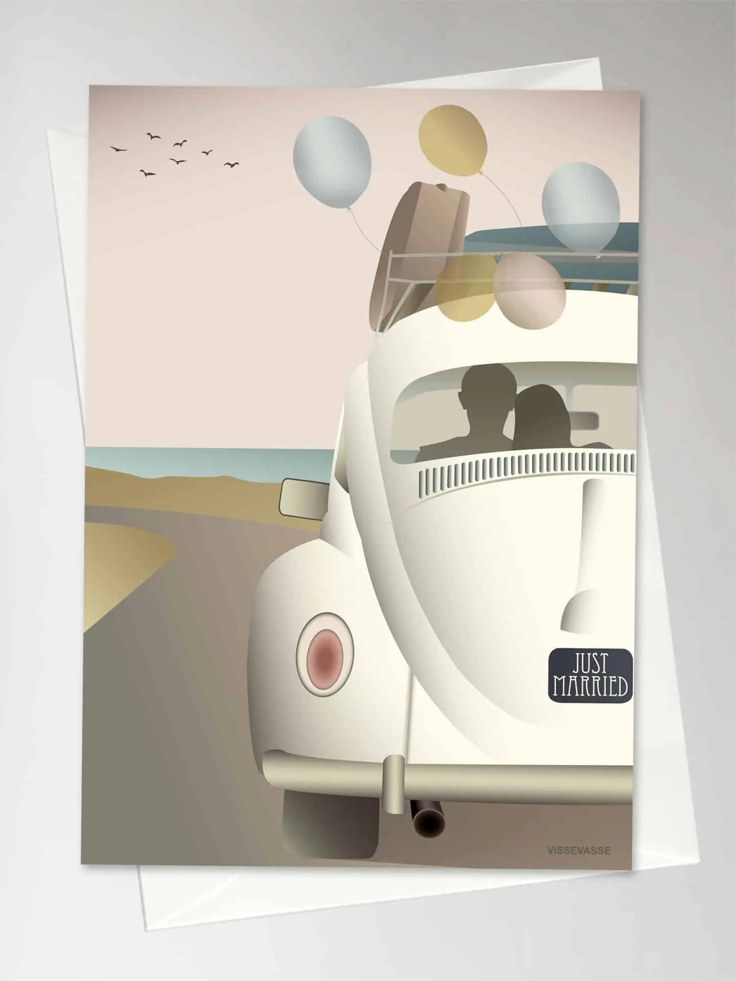 Anledningskort med kuvert (A6) - JUST MARRIED