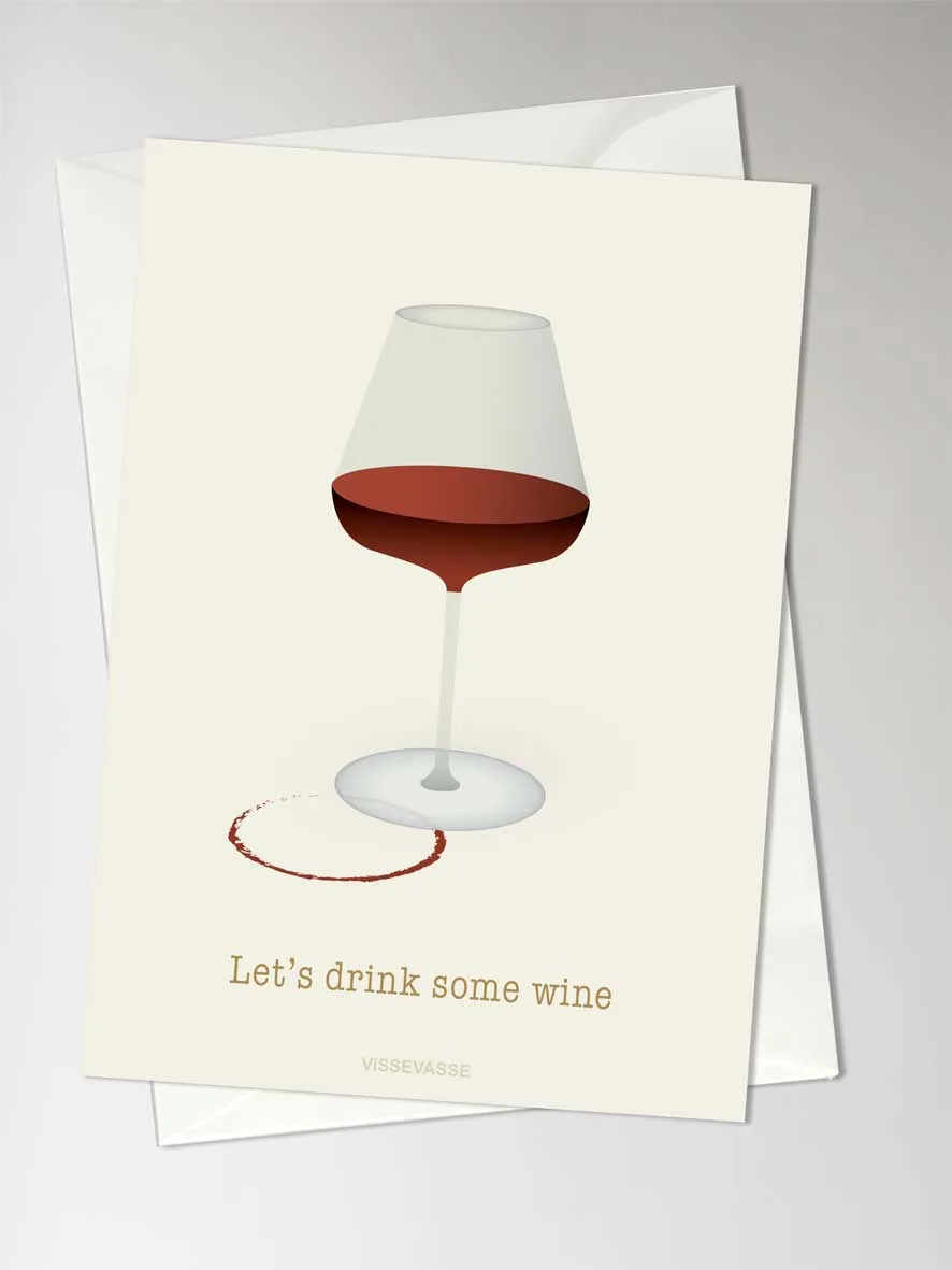 Anledningskort med kuvert - LET'S DRINK SOME WINE