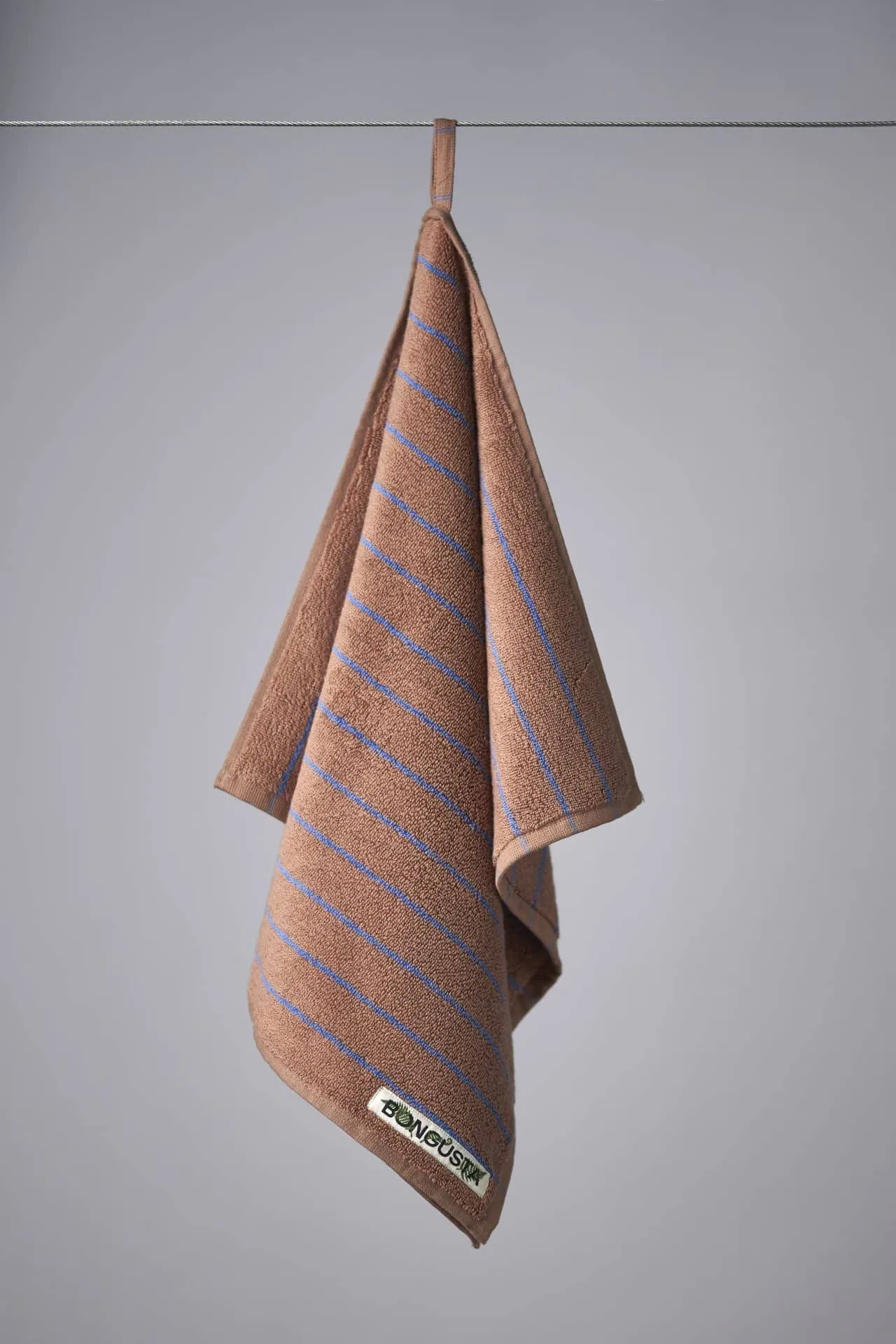 Håndklæde 50 x 80 cm - brun/blå