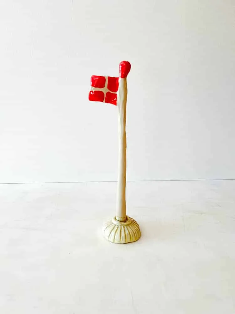 Keramik flag stor - riller lysegul