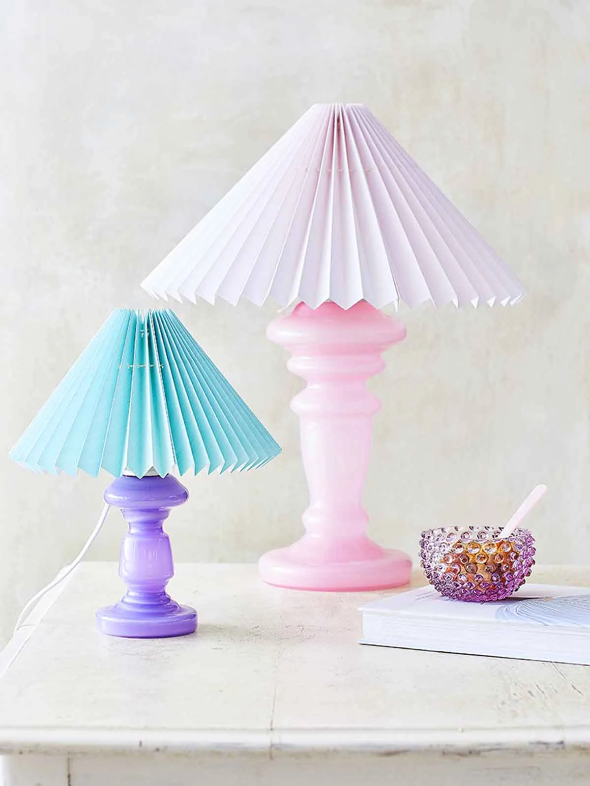 Bordlampe opalglas "Oliver" (40 cm) – Rosa