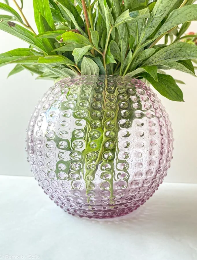 Vase i pindsvineglas 24 cm - lyslilla