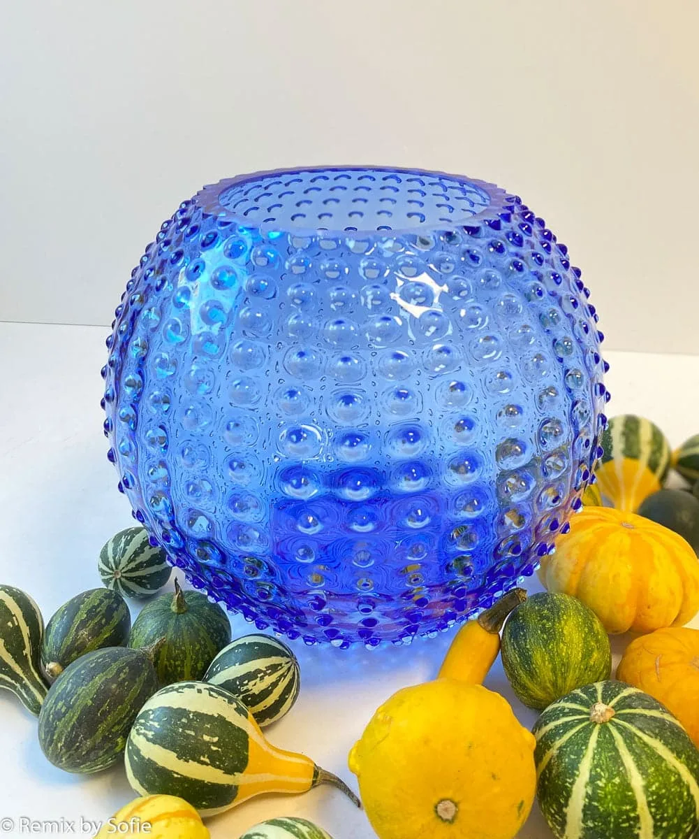 Vase i pindsvineglas 24 cm - lyseblå