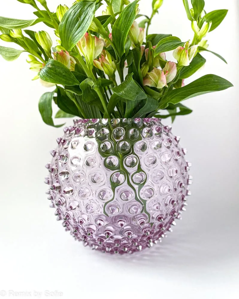 Vase i pindsvineglas 18 cm - Lyselilla (neodym)