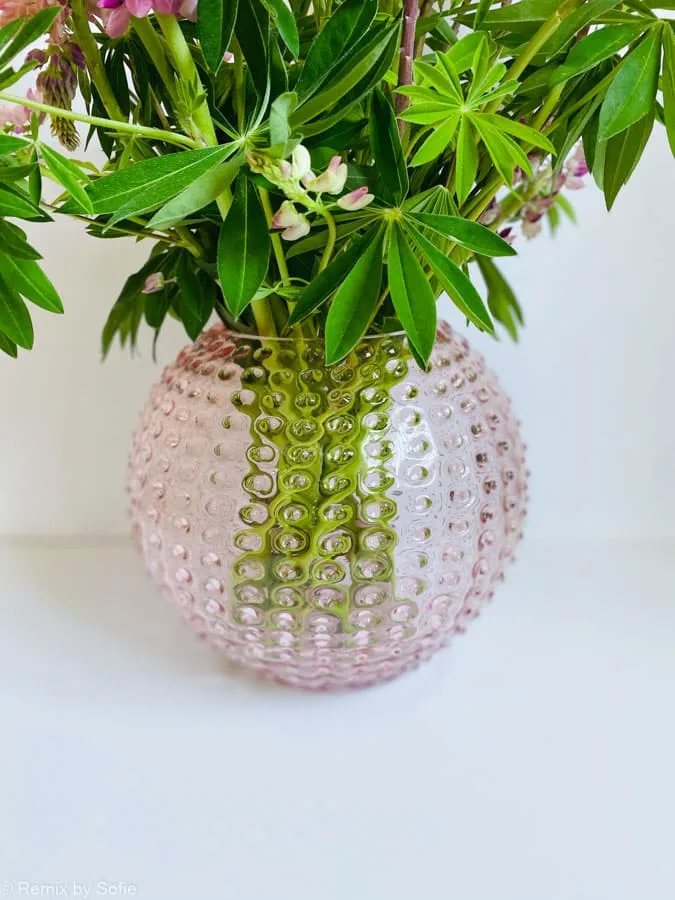 Vase i pindsvineglas 24 cm - lyserød