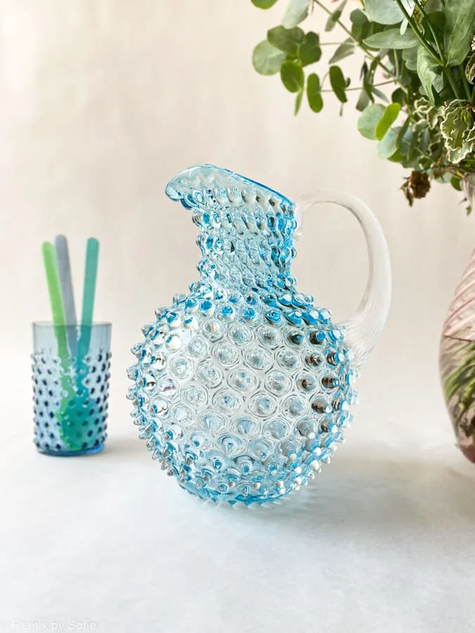 Kande i pindsvineglas 2 liter - lys aqua