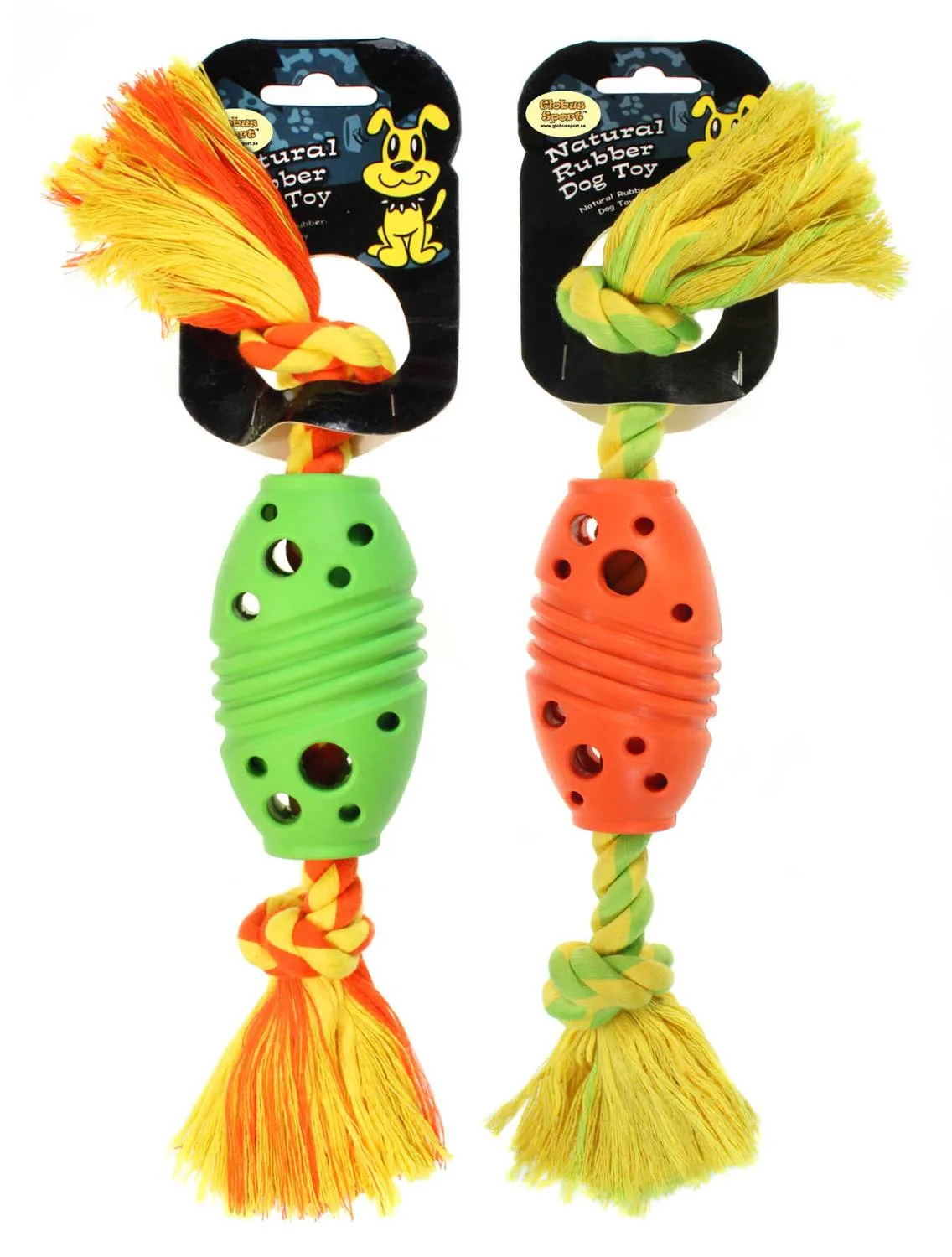 Hundelegetøj med gummi og reb - Orange gummi