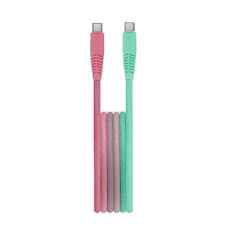 Setty USB-C - USB-C kabel Mint/Lilla/Pink