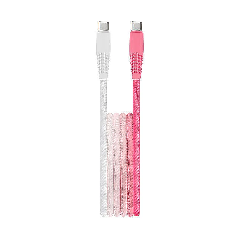Setty USB-C - USB-C kabel White/Pink/Lys rød
