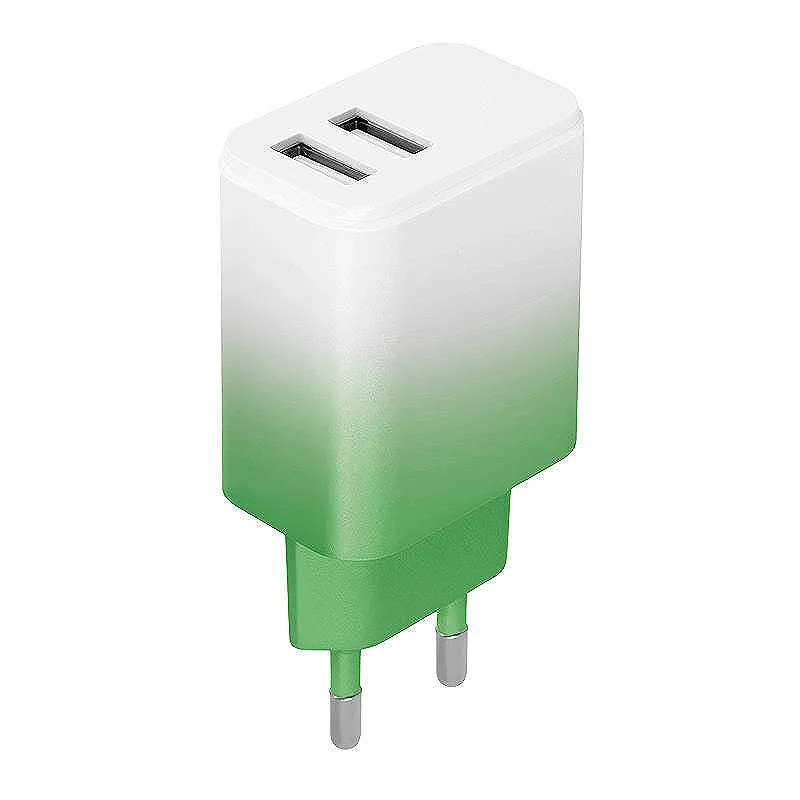 Setty Wall charger 2x USB 18W Mint/White
