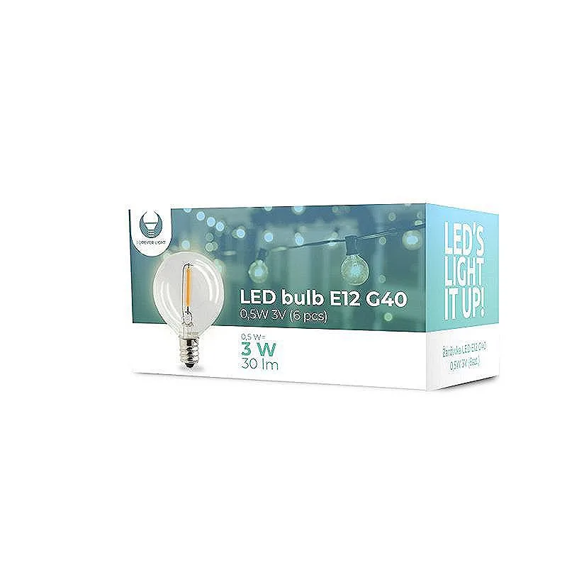 Forever Light LED Bulb E12 FL-1B G40 0.5W 3V 30lm clear 6pcs