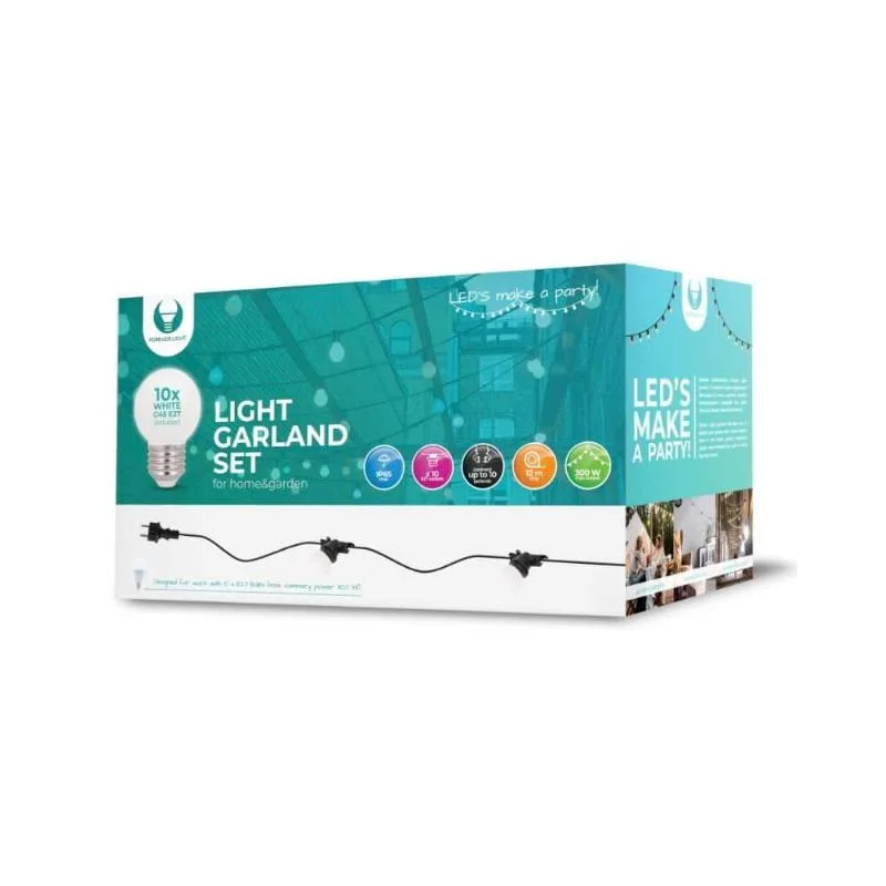 LED Lyskæde 12m+10Bulbs G45