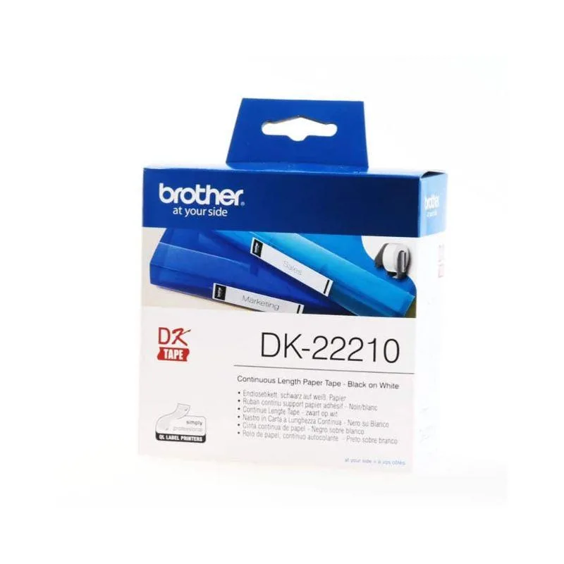 Brother DK-22210 etiketbånd Sort på hvid