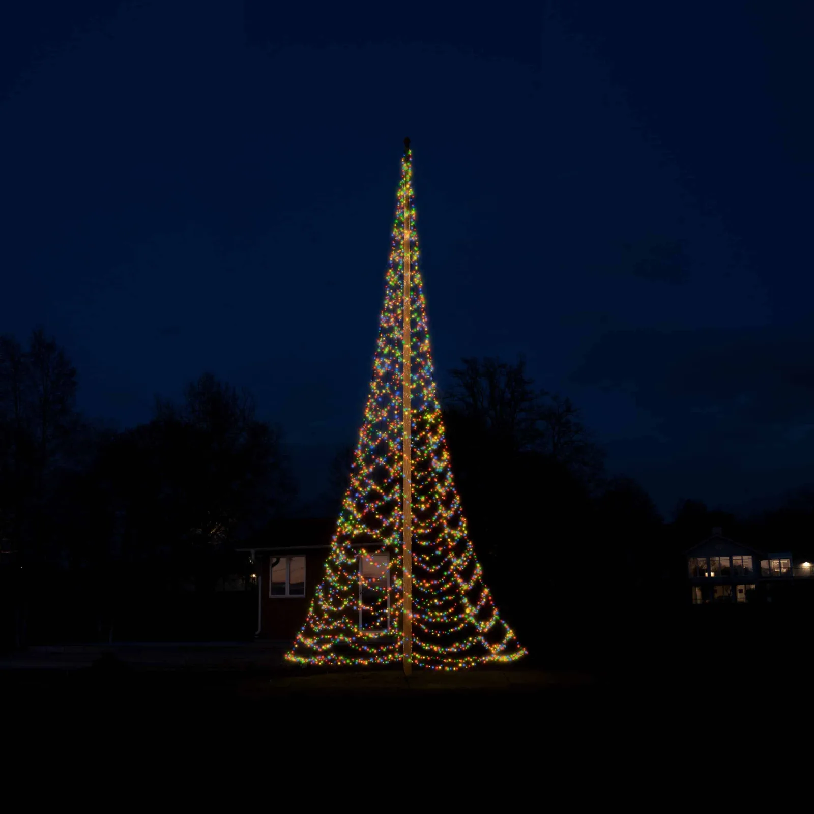 App styret Glimma julebelysning, varm hvid og multicolor til flagstang – 600 cm 900 DUO LED