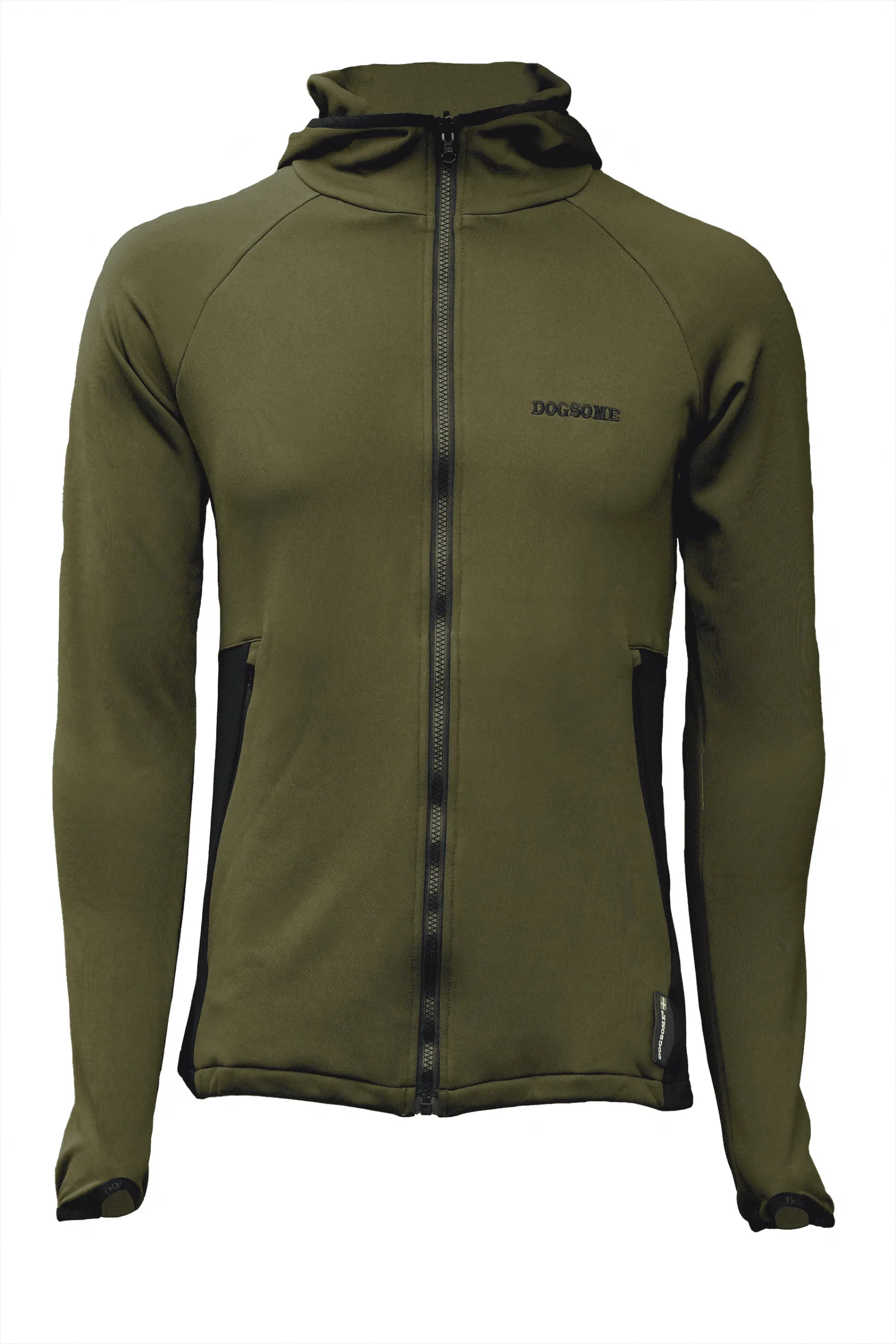 Tricker stretch hoodie Oliven – XS