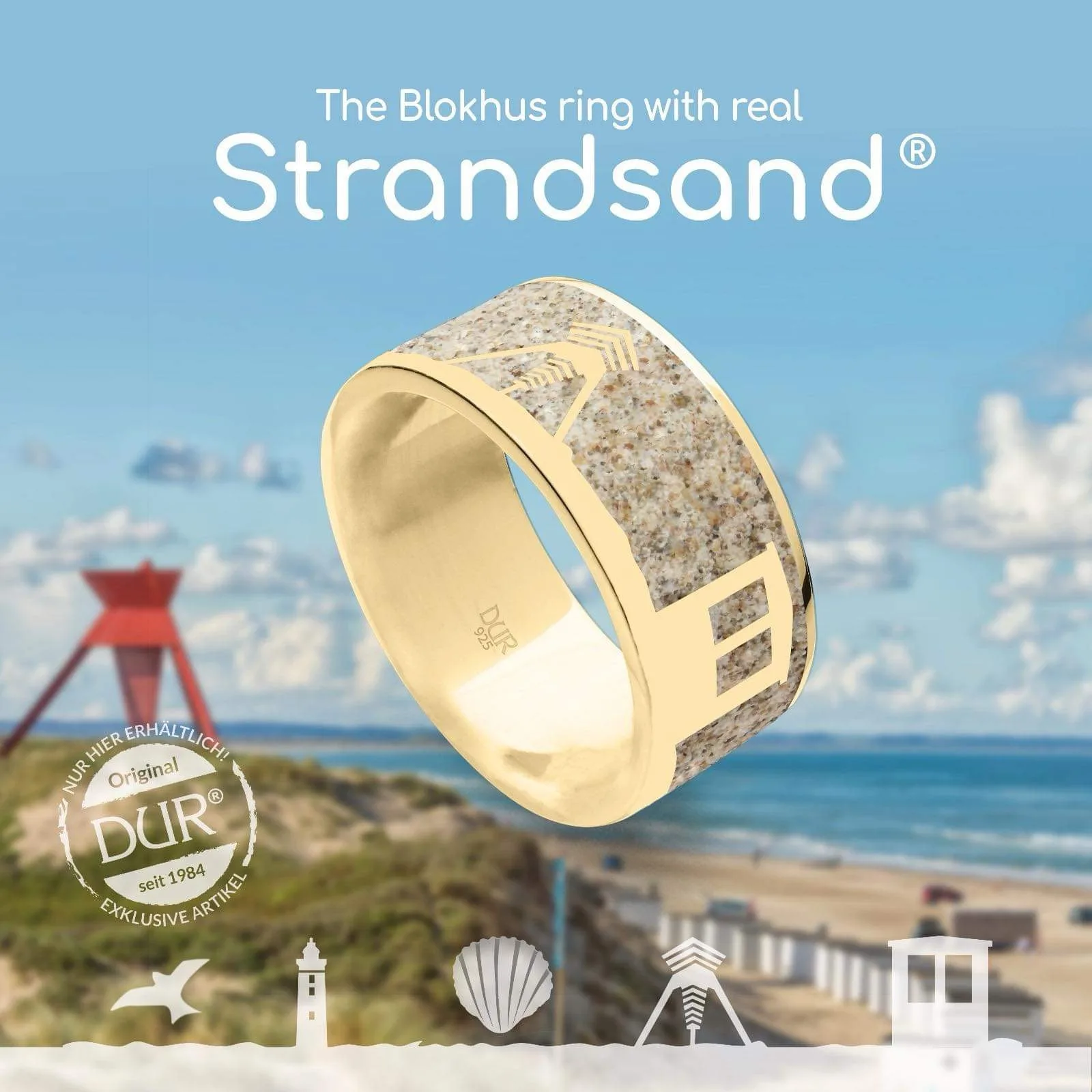 Blokhus Fingerring - Guld Sand – 56