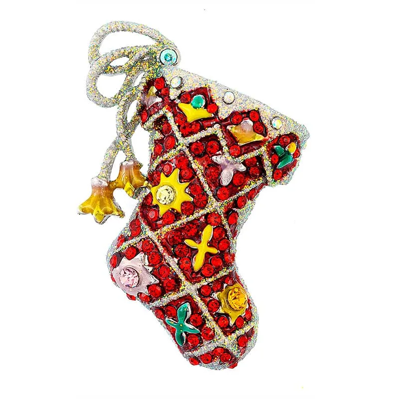 Broche julesok med glaskrystaller