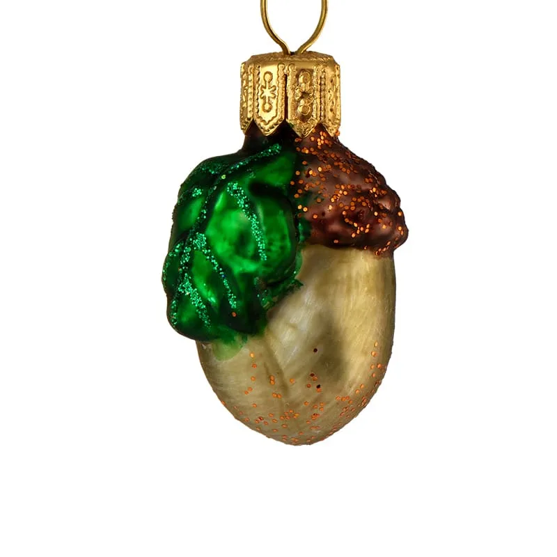 Miniature julepynt - Agern med blad
