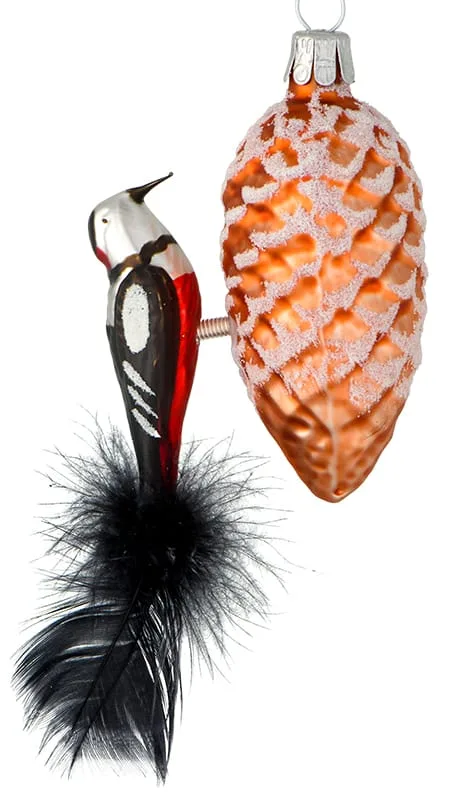 Flagspætte på grankogle 7 cm