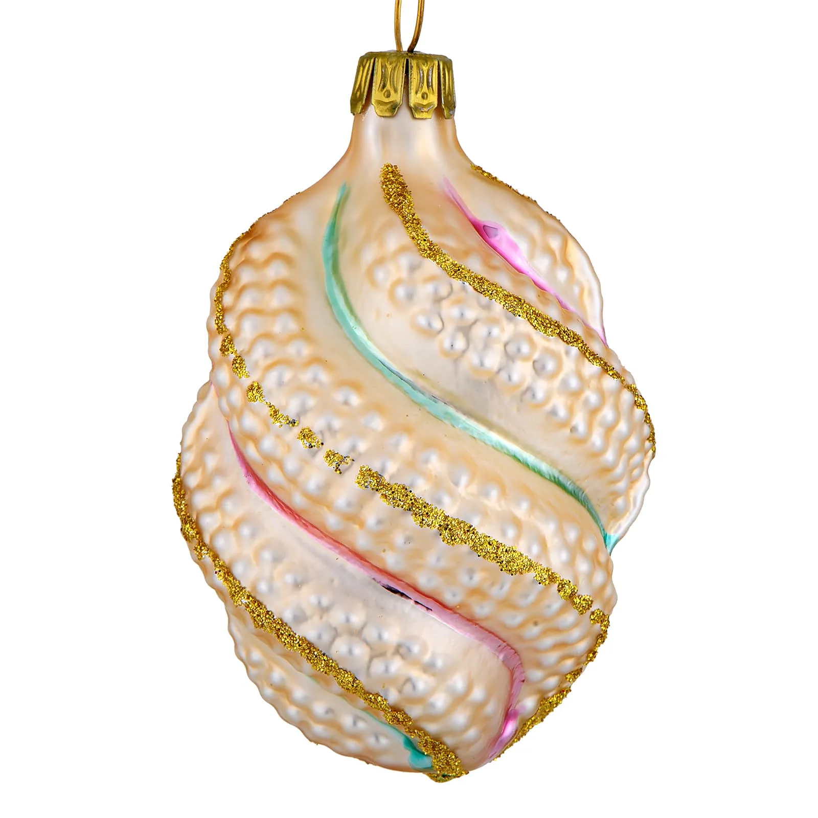 Romantisk swirl julekugle 6 cm