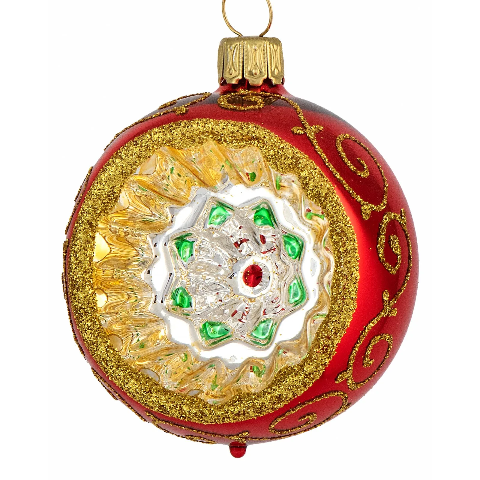 Blank rød julekugle med reflektor 6 cm