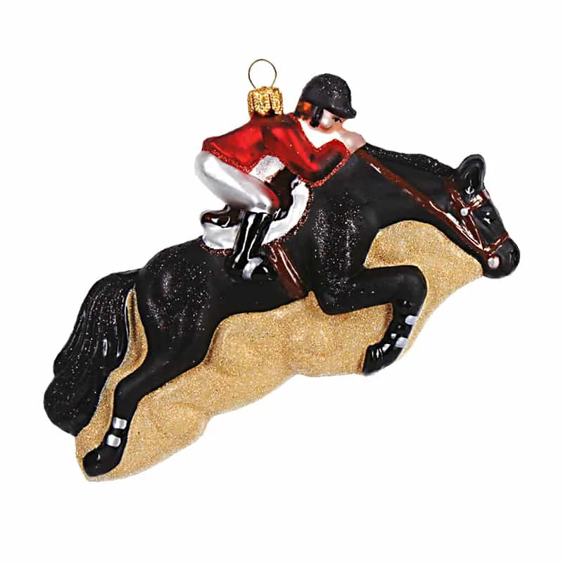 Sort springhest med rytter 12,5 cm