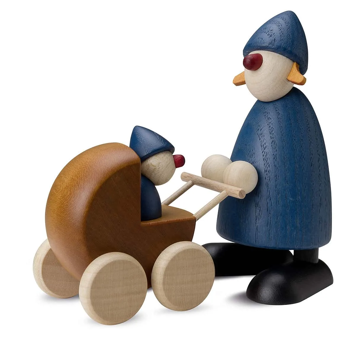 Lykkebringer Paula med barnevogn - blå 8,5 cm
