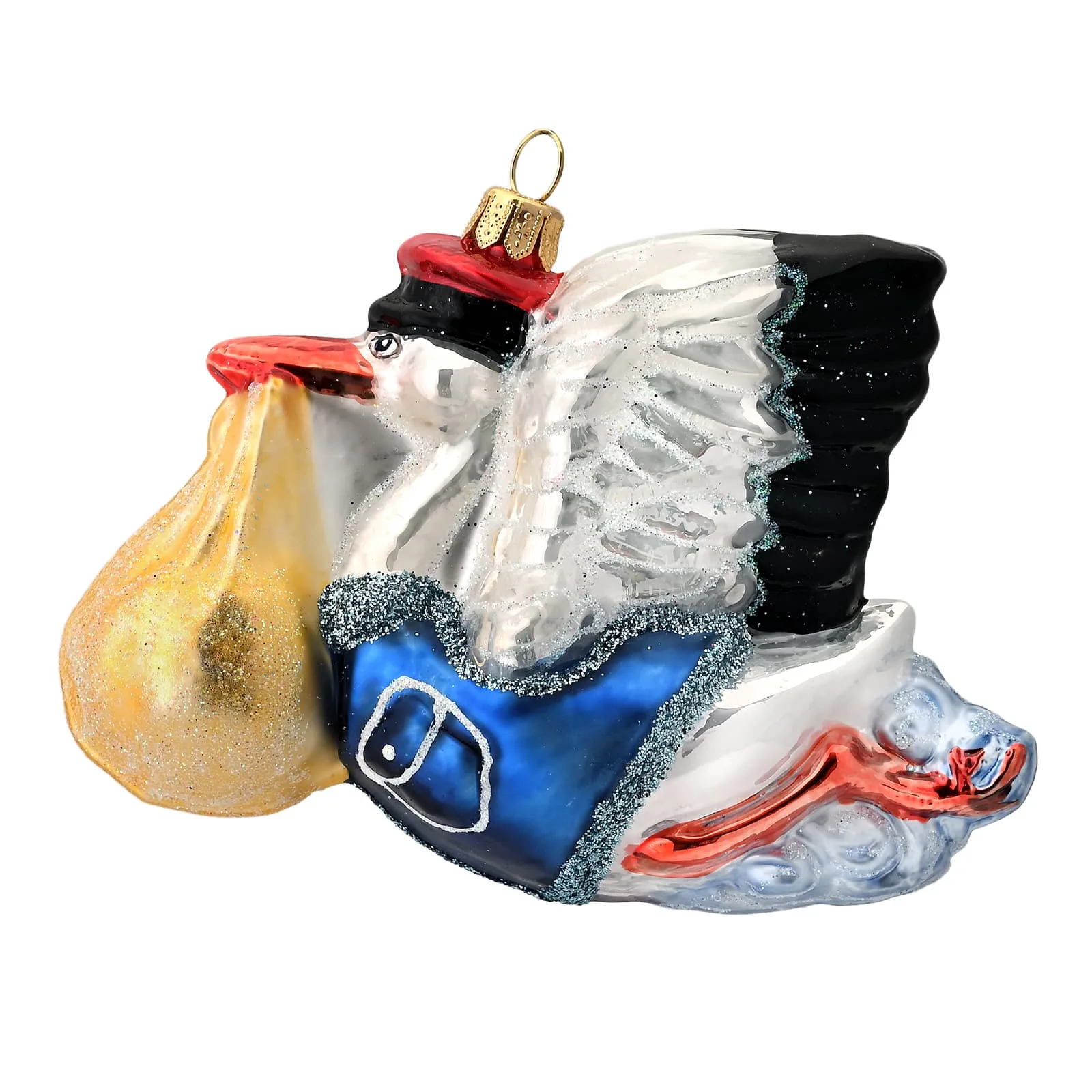 Flyvende stork med baby 11,5 cm