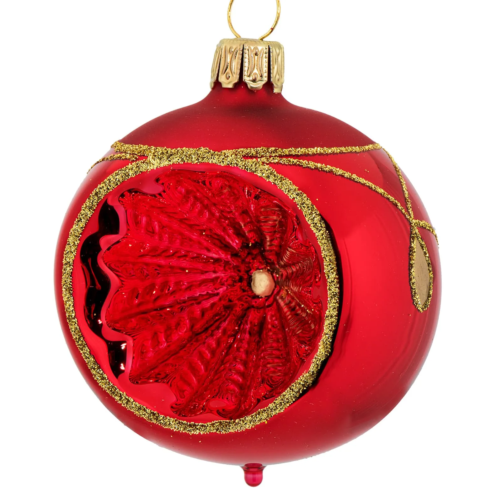 Rød julekugle med rød reflektor 6 cm