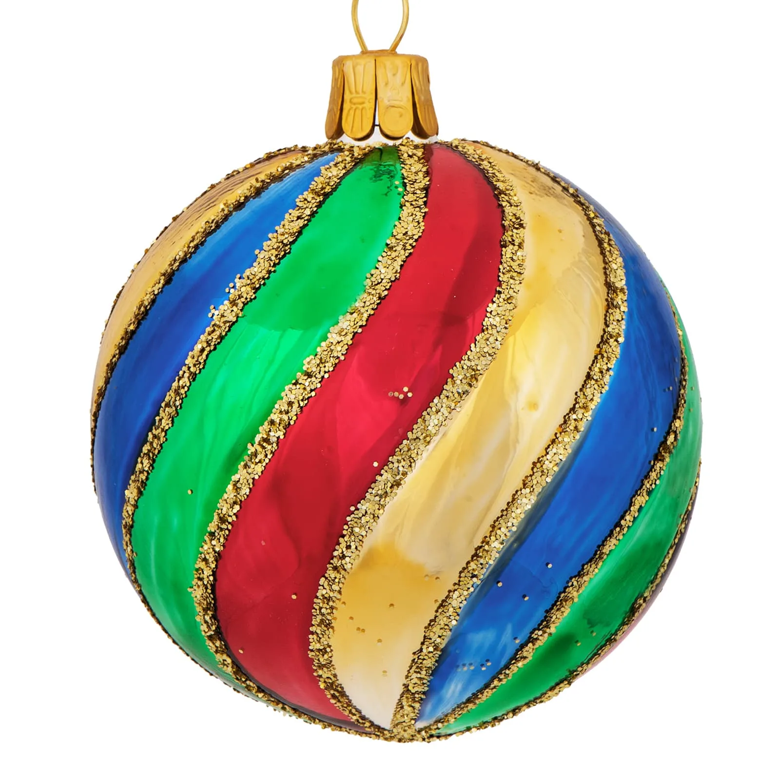 Harlekin swirl julekugle 6 cm