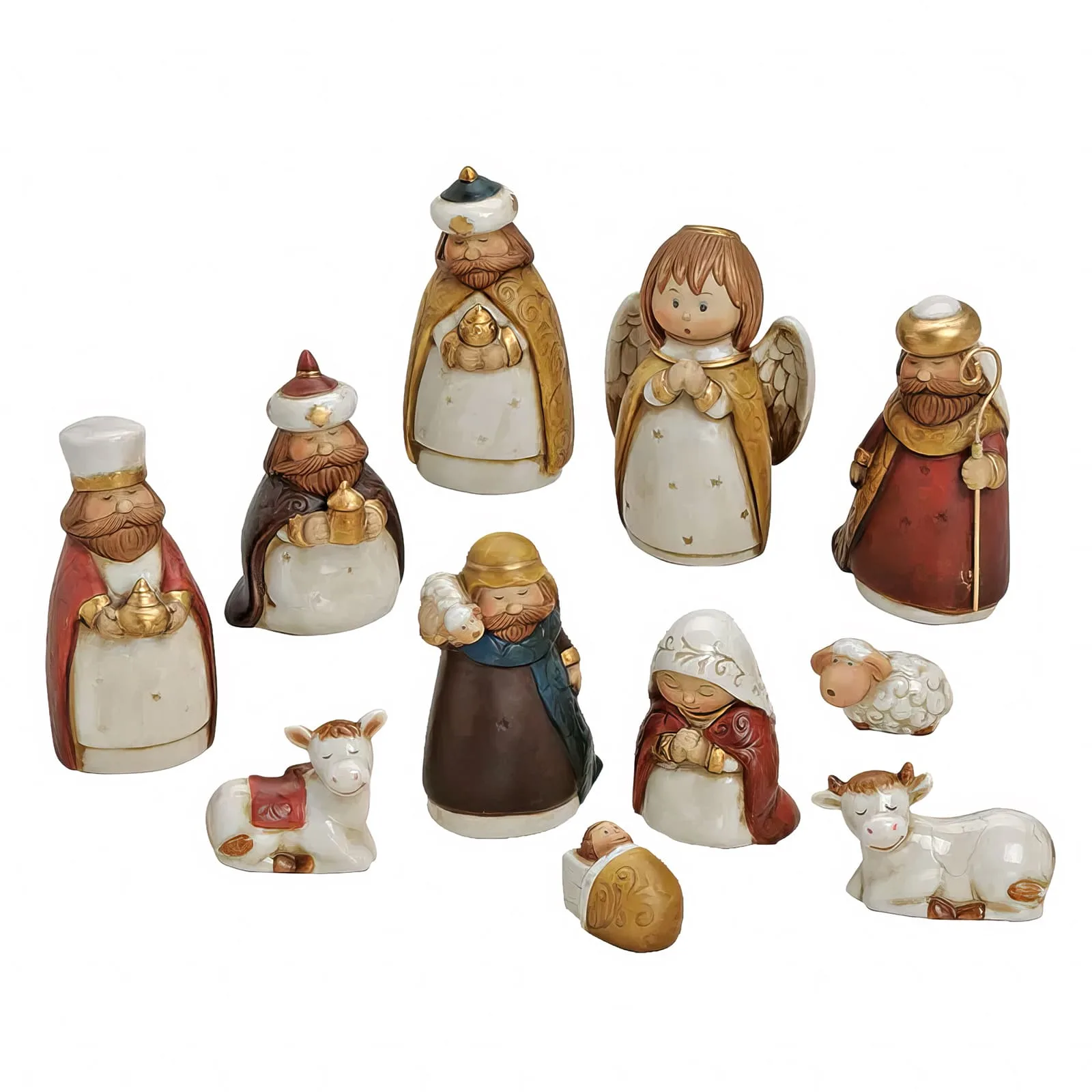 Porcelæns krybbespil med 11 flytbare figurer 3-11 cm